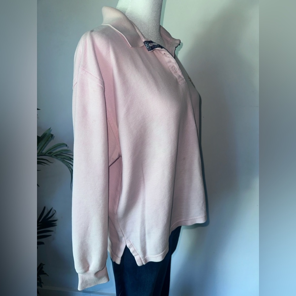 Vintage Burberrys Unisex Pink Long Sleeve Button Down Collared T-Shirt size M - Picture 3 of 5